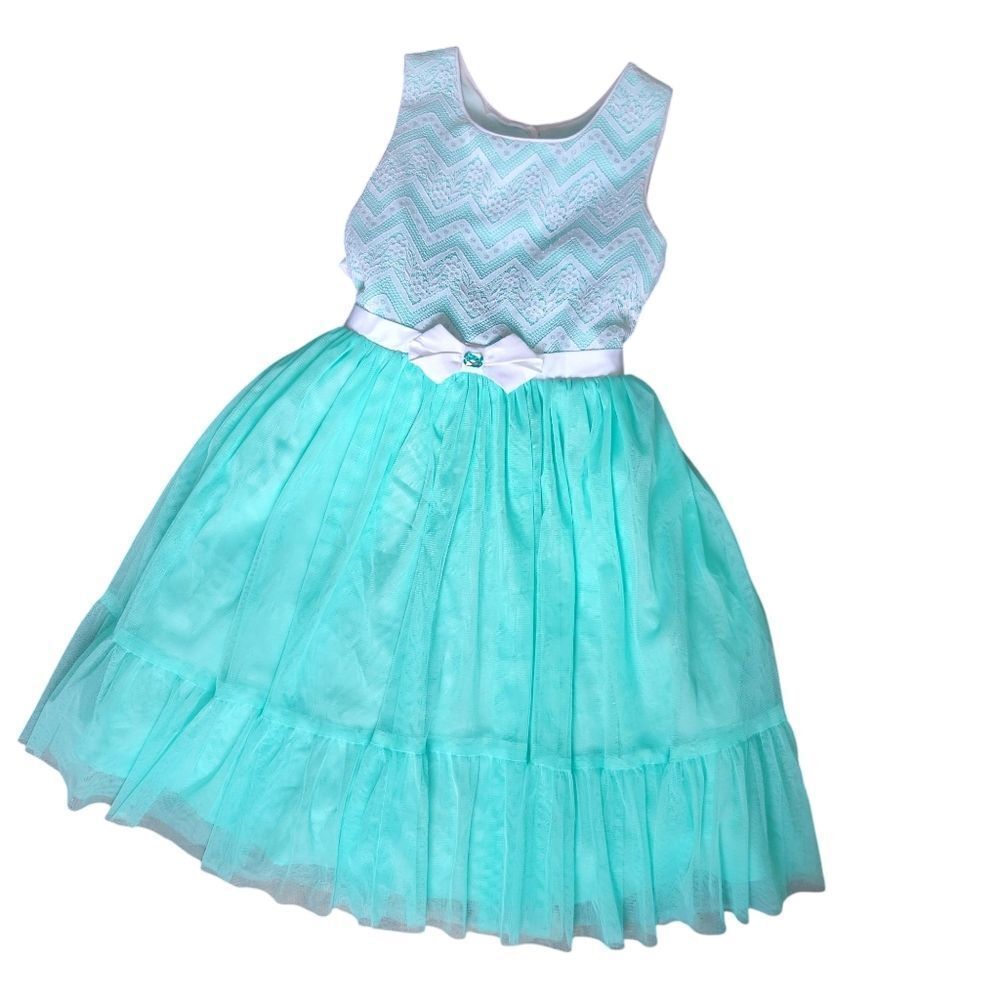 Jona Michelle Easter Spring Dress Sz 10 Girls Sleeveless Mint Green Lace Bodice